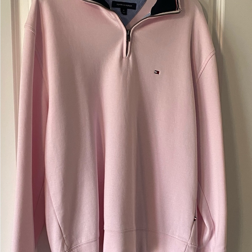 Tommy Hilfiger Men's Light Pink Zip-Up Sweater